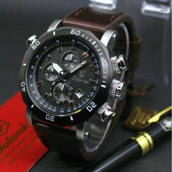 [Limited Edition] Tetonis Original - Jam tangan pria casual fashion dan sport Tetonis -Crono dan tanggal Aktif-Tali kulit Body Stainless Steel-TT 8977 AR  