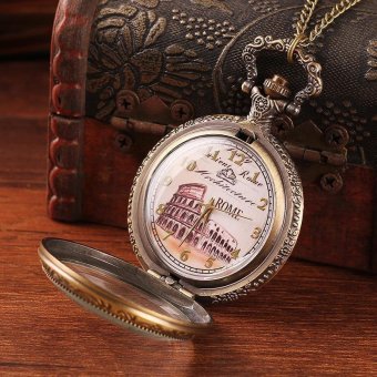 louiwill Necklace Pendant Long Chain with Carved Flower for Women Men Unisex Vintage Rome Antique Pocket Fob Watches 2015 Free Shipping  