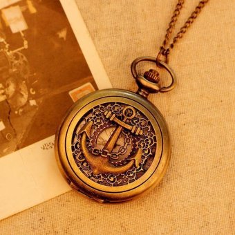 louiwill Retro Antique Pocket Watch for Men Women Unisex Quartz Alloy Pendant Bronze With Long Chain Wholesale (Bronze)  