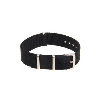 Lucky Generic Durable Canvas Watch Band Strap Buckle Black Military Fashion Unisex 18mm - intl  