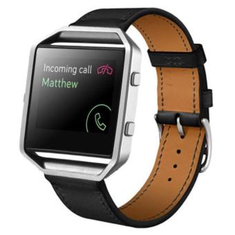 Luxury Leather Watch band Wrist strap For Fitbit Blaze Smart Watch BK Black - intl  
