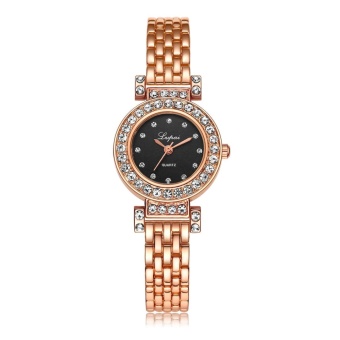 LVPAI Watches Women Quartz Wristwatch Clock Ladies Dress Gift Watches Gold Black - intl  