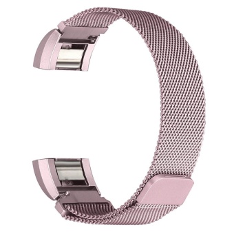 Magnetic Milanese Loop Watchbands Stainless Steel Smartwatch Strap Wristwatch Band For Fitbit Charge 2 Watch Pink Gold - intl  