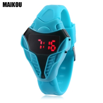 MAIKOU MK005 LED Digital Sports Watch Date Display Elapid Shape Dial Wristwatch (Blue)  