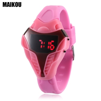 MAIKOU MK005 LED Digital Sports Watch Date Display Elapid Shape Dial Wristwatch (Pink)  