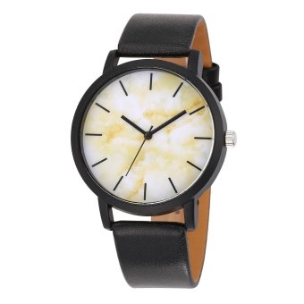 Marble Striped Belt Table 8246 Black Shell No LOGO Personalized Quartz Watch Fashion Table Light Yellow Face - intl  