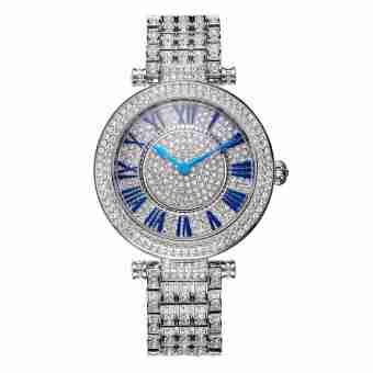 MATISSE Fashion Full Austria Crystal Rotatable Dial Steel Strap Buiness Quartz Watch Wristwatch - Blue - Intl  