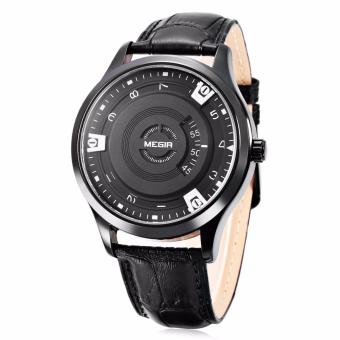 MEGIR 1067 Stereo Dial Male Quartz Watch Leather Strap Wristwatch - intl  
