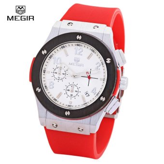 MEGIR 3002 30m Water Resistant Men Quartz Watch with Silicone Strap Date Function - intl  