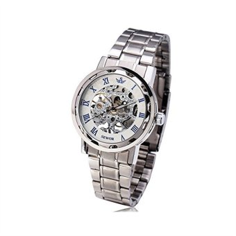 Men Automatic Mechanical Wrist Watch with Stainless Steel Band (White+Silver) - intl  