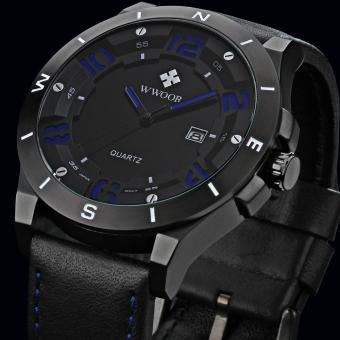 Men Military Sports Watches Men's Quartz Analog 3D Face Hour Clock Male Leather Belt table Wrist Watch - intl  