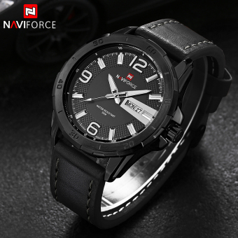 Men Quartz Watch Hour Date Clock Fashion Leather Waterproof Military Army Sport Wrist Watches Relogios Masculino (BLACK) - intl  