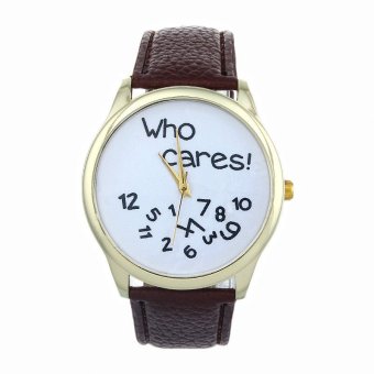 Men Women Who Cares Leather Casual Watch Analog Quartz Wrist Watch Brown  