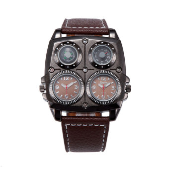 Men's OULM Luxury 1140 Brand Watches Analog Display Compass Thermometer & Decoration Watch(coffee)  