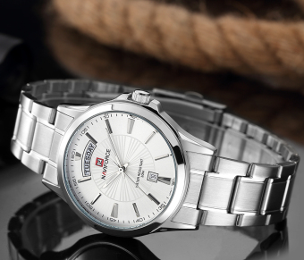 Men's Quartz Wristwatch Fashion Auto Date Full Steel Silver Watch Relojes Hombre Male (SILVER) - intl  