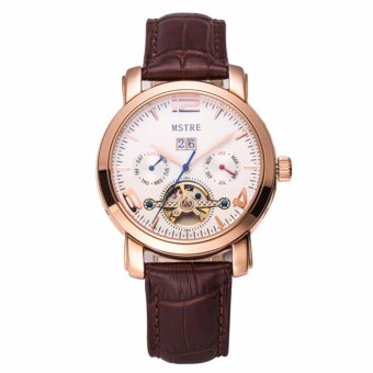 Men's watch belt flywheel automatic mechanical watches Vintage Mens rose gold ring white waterproof grade - intl  