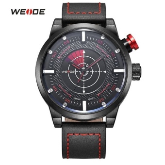 Mens Watches WEIDE Top Brand Luxury Casual Military Quartz Sports Wristwatch Leather Strap Male Clock Watch 5201 - intl  