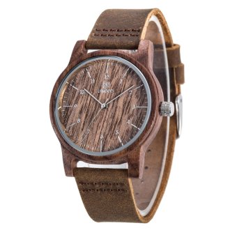 Men's Wood Watch Genuine Leather Black Walnut Wood - intl  