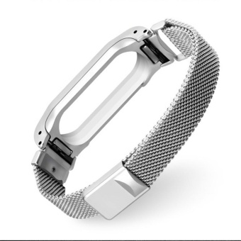 Metal Strap For Xiaomi Mi Band 2 Strap Stainless Steel Bracelet Smart Band Replace Accessories For Mi Band 2 OLED Display Wrist Silver - intl  