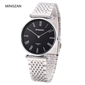 MINGZAN A010 Men Quartz Watch Stainless Steel Band Concise Dial Water Resistance Wristwatch (Black) - intl  