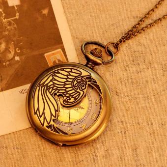 moob Hot Sale Pocket Watch For Men Women Necklace Quartz Pendant Vintage Pattern With Long Chain (bronze)  