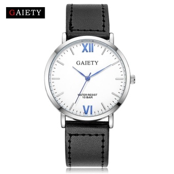 MSL GAIETY G033 Retro Design Luxury Men's Watch Stainless Steel Leather Analog Quartz Watche Black - intl  
