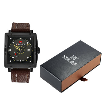 NAVIFORCE menyolok mata Fashion Square Dial jam tangan Analog dengan kotak tahan air kasual kuarsa jam tangan pria dengan kalender  