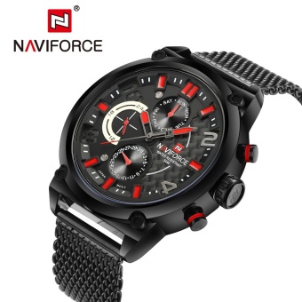NAVIFORCE NF9068M Male Quartz Watch 3ATM Calendar Stainless Steel Mesh Band Wristwatch - intl  