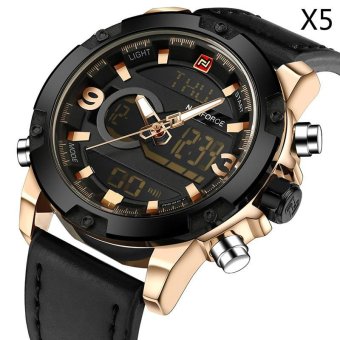 NAVIFORCE Top Brand Luxury Men Digital LED Sports Watches Men's Army Military Leather Strap Watch Quartz Clock Relogio Masculino,5pcs/pack - intl  