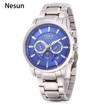 Nesun MS9808 Male Auto Mechanical Watch Calendar Moon Phase Business Men Wristwatch (Blue) - intl  