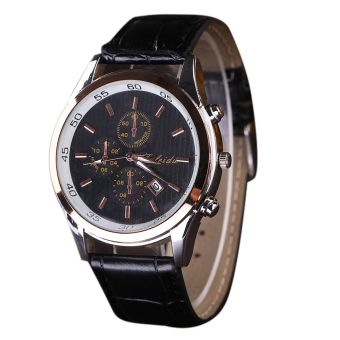 New Fashion Men Casual Bussiness Leather Date Analog Quartz Wristwatch (1#) - intl  