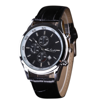 New Fashion Men Casual Bussiness Leather Date Analog Quartz Wristwatch (2#) - intl  