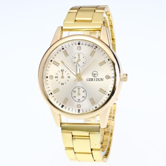 New Mens Gold Watches Diamond Dial Gold Steel Analog Quartz Wrist Watch GD - intl  