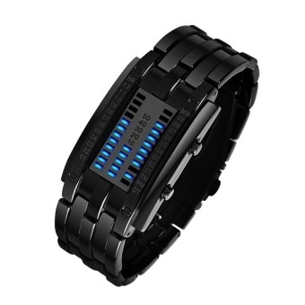 New Womens Waterproof Stainless Steel Digital LED Bracelet Watch Black - intl  