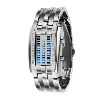New Womens Waterproof Stainless Steel Digital LED Bracelet Watch Silver - intl  