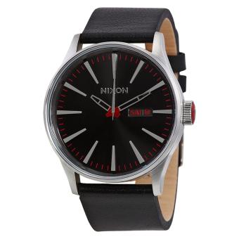 Nixon Watch Sentry Black Stainless-Steel Case Leather Strap Mens NWT + Warranty A105000  