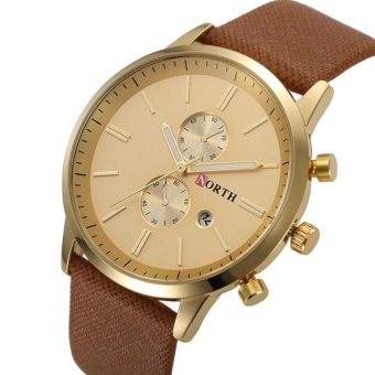 NORTH Fashion Slim Genuine Leather Band Analog Quartz Watches Wrist Watch GD - intl  