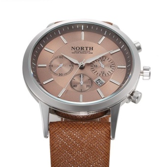 NORTH Luxury Mens Genuine Leather Band Analog Quartz Watches Wrist Watch GD - intl  