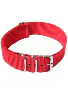 Nylon Pure Color Adjustable Replacement Watchband Watch Band Strap Belt with 3 Rings for 20mm Watch Lug Red  