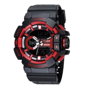 OHSEN Men Quartz Brand Analog Digital Dual Time Waterproof Watch(Red) - intl  