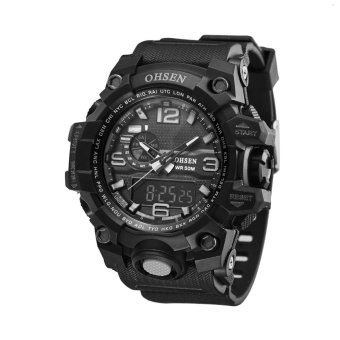 OHSEN Men Quartz Watch Waterproof Sport Digital Chronograph Watch(Black) - intl  