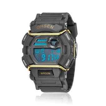Ohsen Men's Multi-function Waterproof Backlight Display Quartz Sports Watch with Stopwatch /Date /Alarm (1602 Black)  