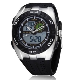 OHSEN Waterproof Backlight Digital Alarm Boys Mens Sport Watch (Black)  