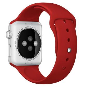 Olahraga gelang silikon untuk tali pengikat band Apple Watch iWatch 38 mm (Merah)  