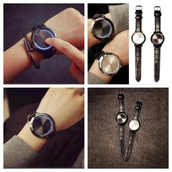 ONLINE Watch LED Touch Leather - Hitam  