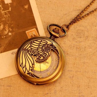 oppoing Hot Sale Pocket Watch For Men Women Necklace Quartz PendantVintage Pattern With Long Chain (bronze) - intl  