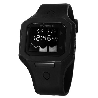Original Synoke Men Women Sports Watches Swim Waterproof Alarm Backlight Colorful Silicone Jelly Digital Watches ss67766_Black  