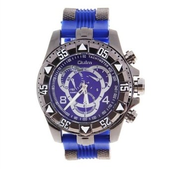 Oulm 1368 Men Boys Quartz Wrist Watch with Silicone Band (Blue) - intl  