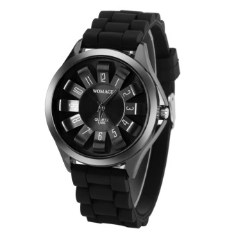 Outdoor Sports Silicone Colorful Jelly Watch Quartz Electronic Watch Black (Intl)  