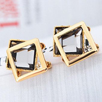 Pair S925 Crystal Earring Studs Geometric Anti Allergy Jewelry Bling Colorful - intl  